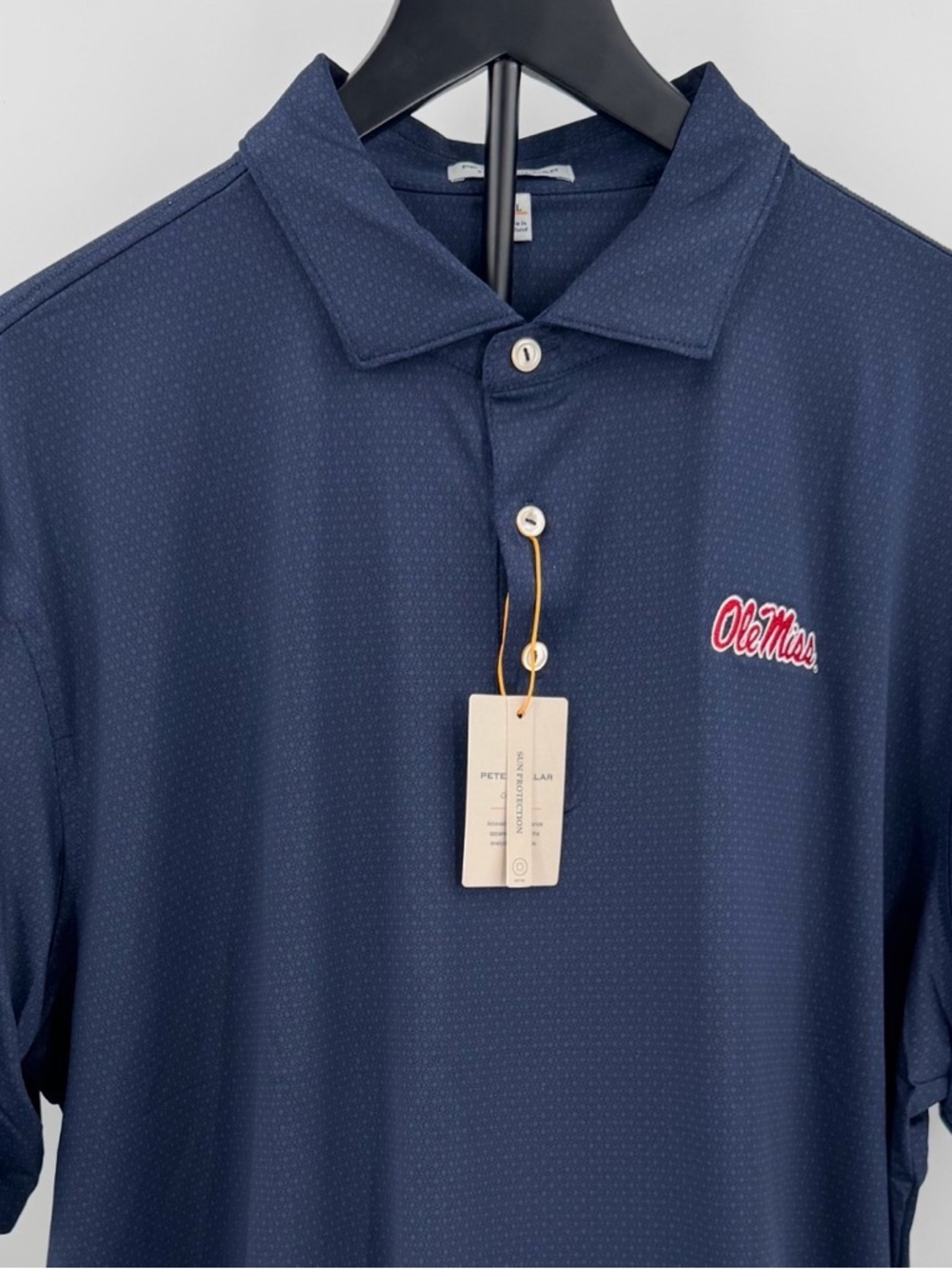 OLE MISS REBELS! Peter Millar Ole Miss Navy Blue Tesseract Polo - NWT - Large